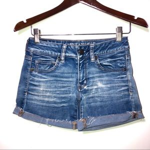 American Eagle stretch midi washed jean shorts 2